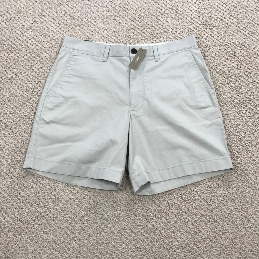 J. Crew Oarsmen 7 Inch Stretch Chino Shorts Light Grey Size 31 New With Tags